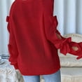 thumbnail image 4 of Women'S Oversized Sweaters Fall Cute Crewneck Long Sleeve Knit Pullover Sweater Jumper Tops Red S, 4 of 7