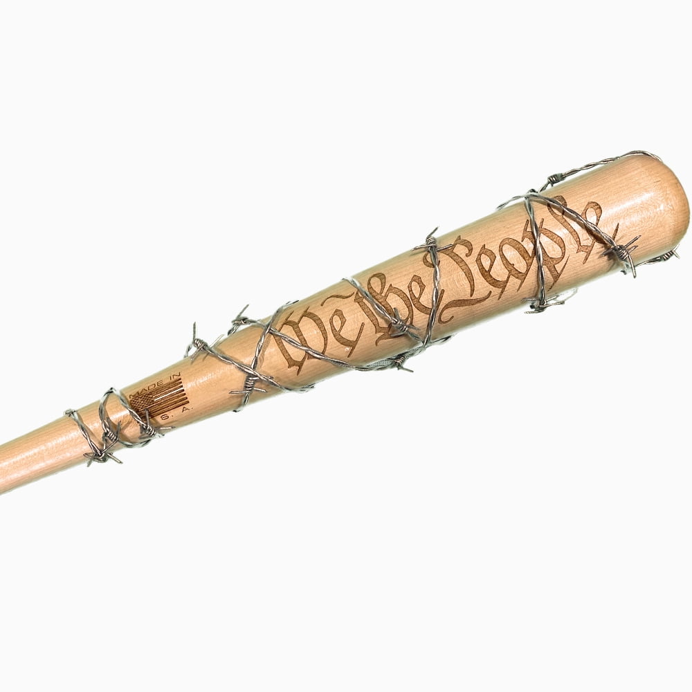 We The People Engraved Bat with Barbed Wire Wrap with Wall Mount