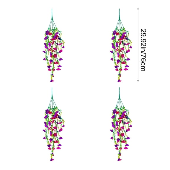 4 Pcs Artificial Flowers Yard Decorations Outdoor Simulation Admiralty Willows Green Plants Rattan Wall Hanging Flower Vines Hanging Home Decoration Plants Wedding Decor