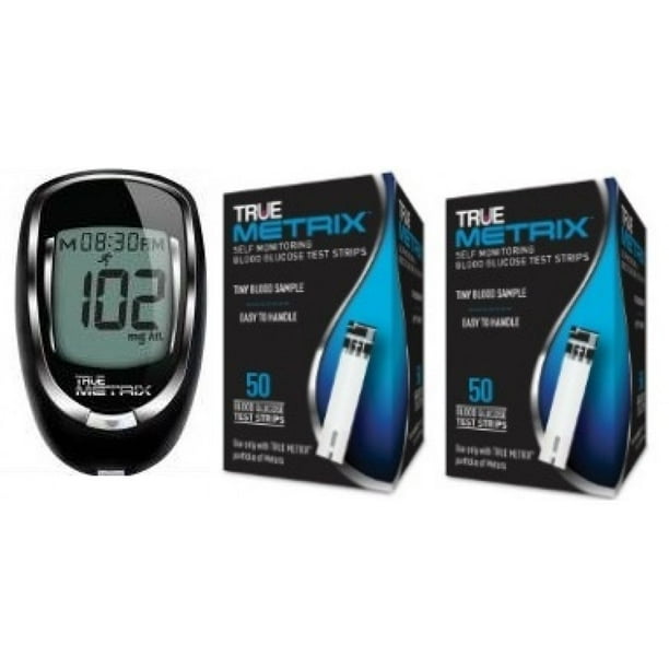 True Metrix Blood Glucose 100 Test Strips with True Metrix Meter Kit