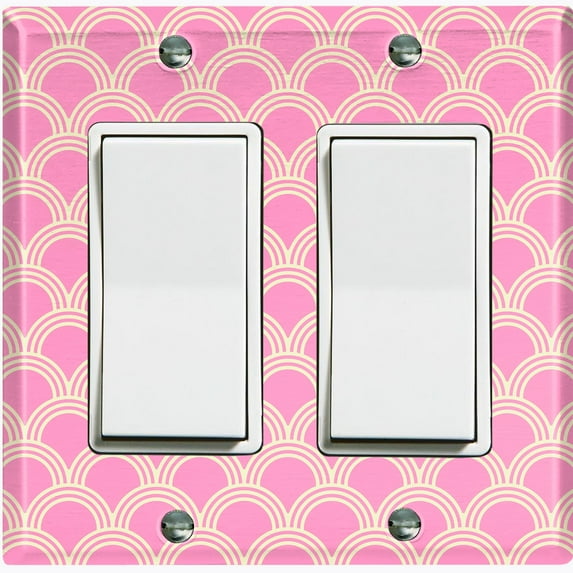 Metal Light Switch Plate Cover Japanese Sea Wave Pattern Pink Wallpaper WAL021