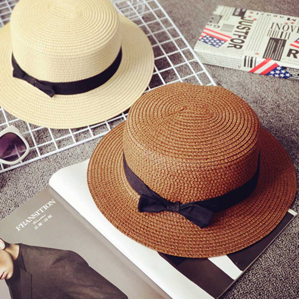 facefd Flat Straw Hat Small Brim Straw 