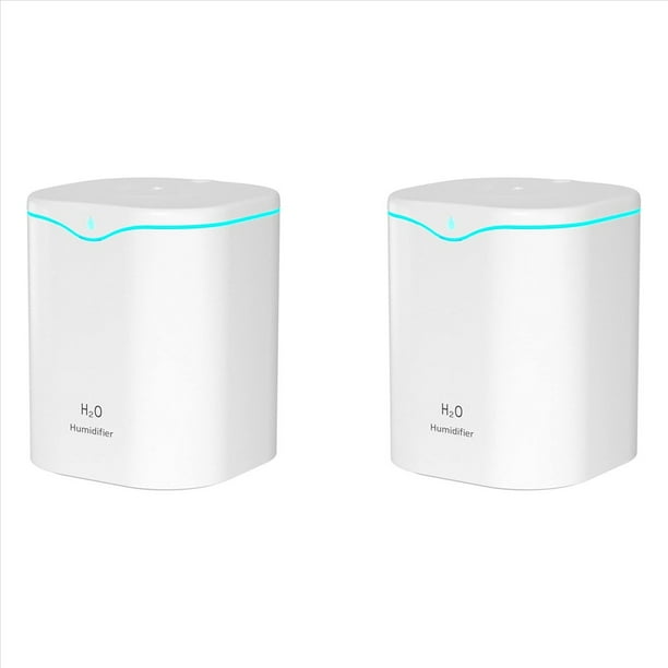 2X Humidificadores para Dormitorio, Humidificadores de Niebla Fría de 2,2 L para Dormitorio, Humidificador de Escritorio Portátil USB, Ultrasónico Silencioso,