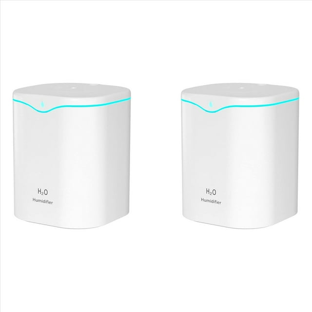 2X Humidificadores para Dormitorio, Humidificadores de Niebla Fría de 2,2 L para Dormitorio, Humidificador de Escritorio Portátil USB, Ultrasónico Silencioso,