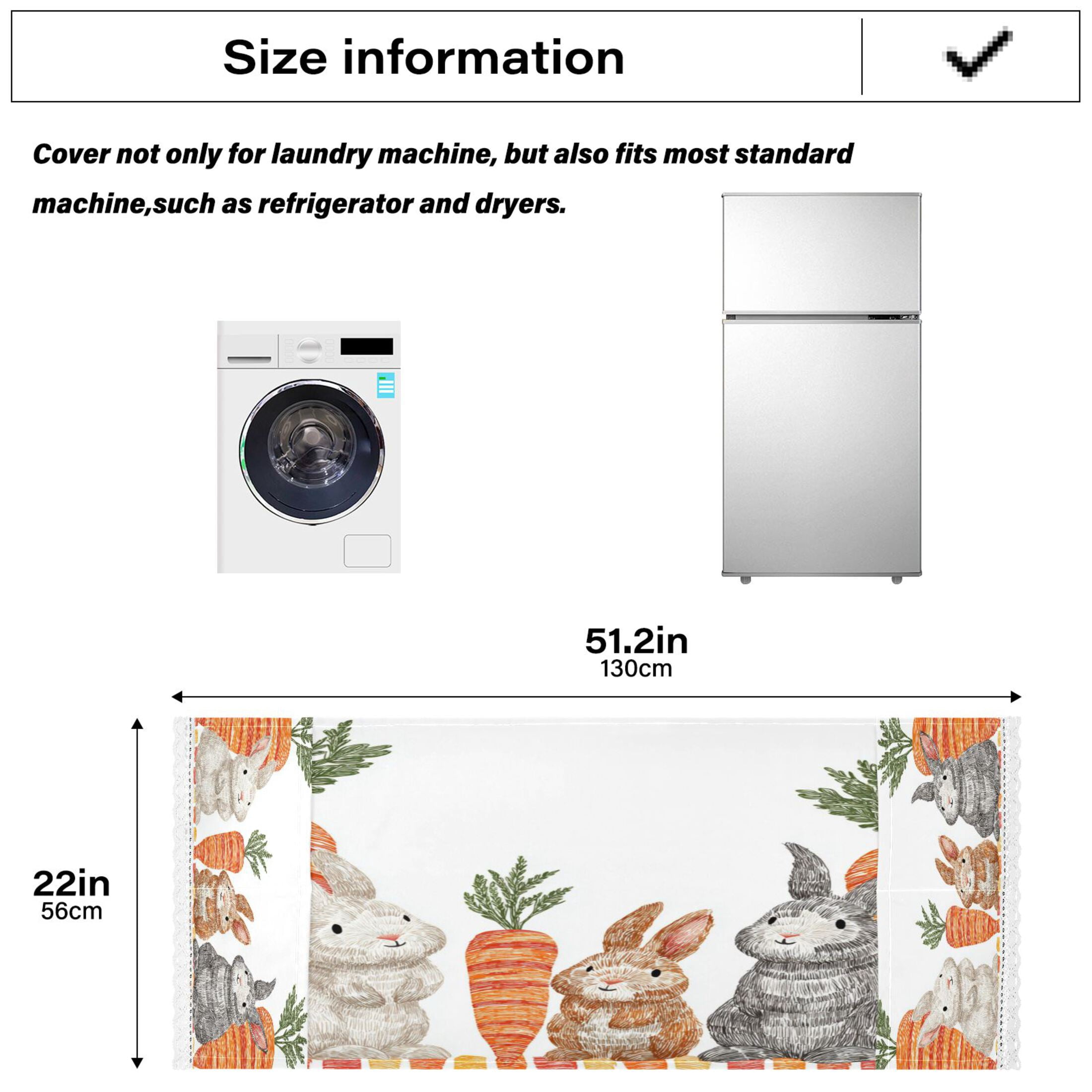 Wobogo Carrot Patch Bunnies Washing Machine Cover Dustproof Washer Dryer Cover Waterproof Laundry Room Decorative Protector