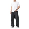 thumbnail image 2 of ZHOGXU Kids Boys Denim Pants Elastic Waist Solid Color Straight Leg Fashion Comfortable Stretch Jeans Trousers For Casual Daily Wear,Black,11-12 Years, 2 of 4