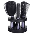thumbnail image 1 of Kit profesional de peluquería de 5 piezas con peine y espejo, cepillos y peines antiestáticos para el cuidado y estilismo del cabello (morado)., 1 of 8