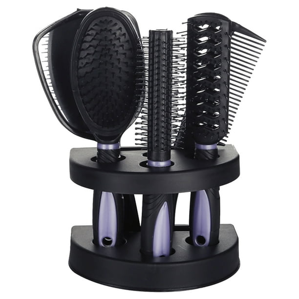 Kit profesional de peluquería de 5 piezas con peine y espejo, cepillos y peines antiestáticos para el cuidado y estilismo del cabello (morado).