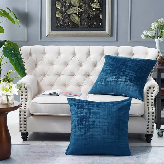 Home Soft Things Textured Velvet 2 Piece Pillow Shell Set - Majolica Blue - 26" x 26"