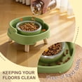 thumbnail image 3 of Unique Bargains Ant Proof Cat Food Bowl Non-Slip Elevated Cat Feeding Bowl Prevents Ants from Entering and Reduces Neck Stress Green, 3 of 7
