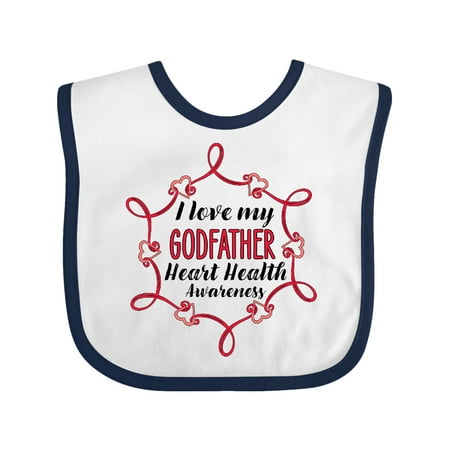 

Inktastic I Love My Godfather Heart Health Awareness Gift Baby Boy or Baby Girl Bib