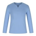thumbnail image 4 of COSFO Blue Shirts for Men Long Sleeve V-Neck Casual Pullover Solid Tshirts Shirts for Men, 4 of 8