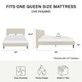 thumbnail image 5 of Mainstays Vera Upholstered Velvet Platform Bed, No Box Spring Required, Queen, Cream, 5 of 17