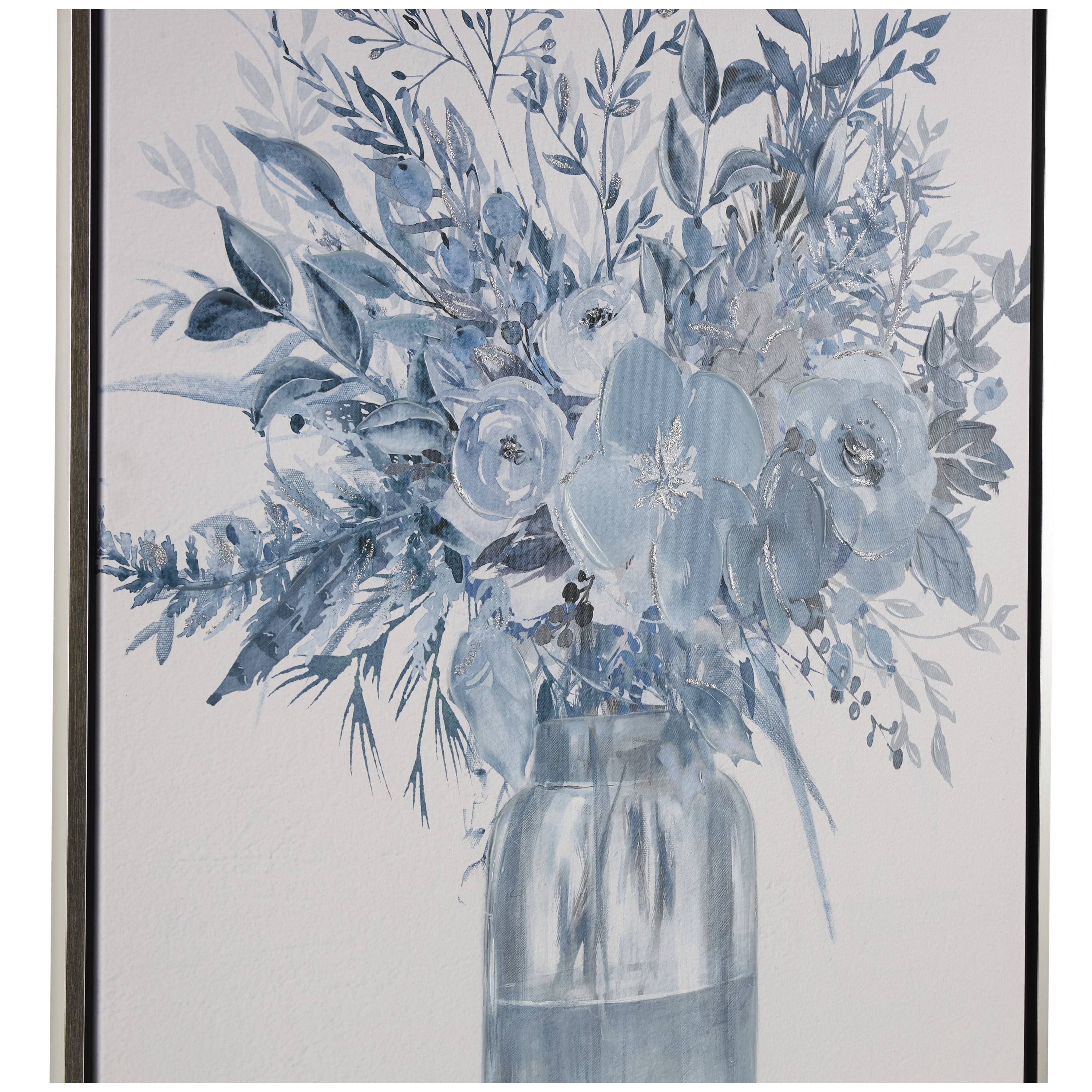 30" x 40" Bouquet Floral Framed Wall Art with Silver Frame, by DecMode