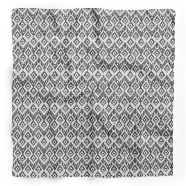 Bimba Gray Diamond Ikat Pure Silk Printed Head Bandanas Summer Neck Wrap Scarf 40 x 40 Inches