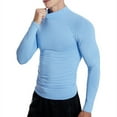 thumbnail image 4 of YONGHS Athletic Compression Tops for Men Quick Dry Track Shirts Baselayer Muscle Bodybuilding T-shirt Light Blue M, 4 of 6