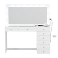 thumbnail image 3 of Boahaus  Makeup Vanity Desk Glass Top 8 Drawers Crystal Knobs Lighted Mirror White-Basic Knobs, 3 of 5