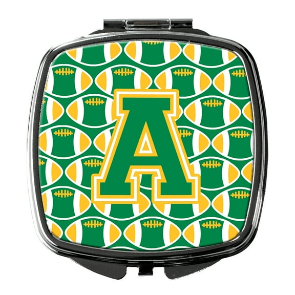 Letter A Football Green and Gold Compact Mirror CJ1069-ASCM