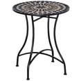 thumbnail image 1 of Mosaic Patio Table, Round Coffee Table with Metal Frame, Garden Furniture for Outdoor, Poolside, Black, 1 of 7
