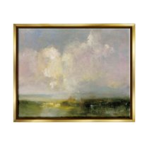 Stupell Industries Abstract Clouds Painting Landscape Painting Gold Floater Framed Canvas Art Print Wall Art, 21 x 17