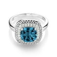 thumbnail image 2 of Gem Stone King 925 Sterling Silver London Blue Topaz Engagement Ring for Women (2.80 Cttw, Cushion Cut 8MM, Gemstone Birthstone Available in Size 5,6,7,8,9), 2 of 4