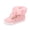 Pink, variant on Womens Waterproof Lace Up Fleece Trim Ankle Snow Boots, Full Plush Platform Warm Winter Sneaker Booties Pink 5.5(36)