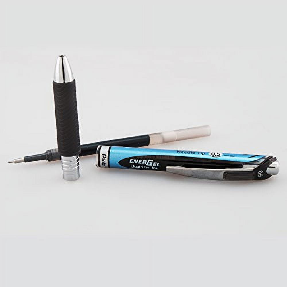 Pentel EnerGel Deluxe RTX Retractable Liquid Gel Pen, 0.5mm, Needle Tip, Black Ink, 3 Pen per Pack (BLN75BP3A)