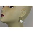 thumbnail image 4 of 14k Yellow Gold White Mother of Pearl Earrings Smooth Fat Simple MOP Tear Drops Everyday Dangles Designed for Adult Women, 4 of 5
