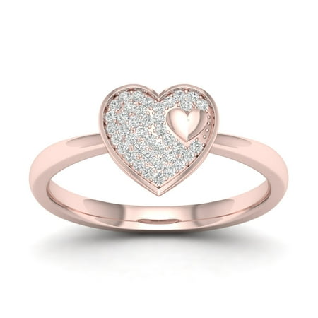 1/10Ct TDW Diamond 10k Rose Gold Heart Cluster (Best Diamond Color For Rose Gold)