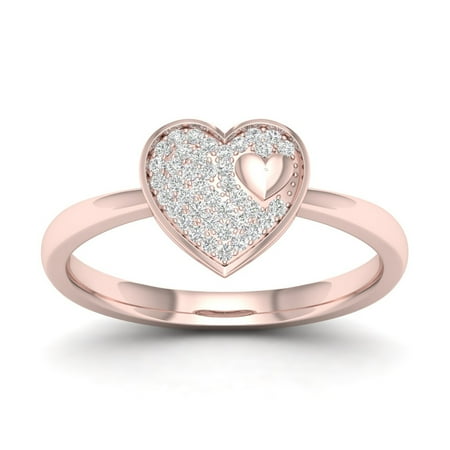 - 1/10Ct TDW Diamond 10k Rose Gold Heart Cluster Ring