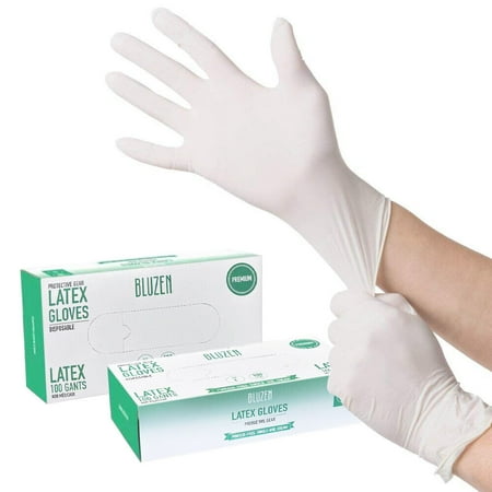 

100 Pcs BLUZEN Latex Gloves Single Use Powder Free (M)