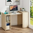 thumbnail image 2 of Costway Extendable Computer Desk Reversible Study Writing Desk w/ Mobile Shelves Natural, 2 of 10