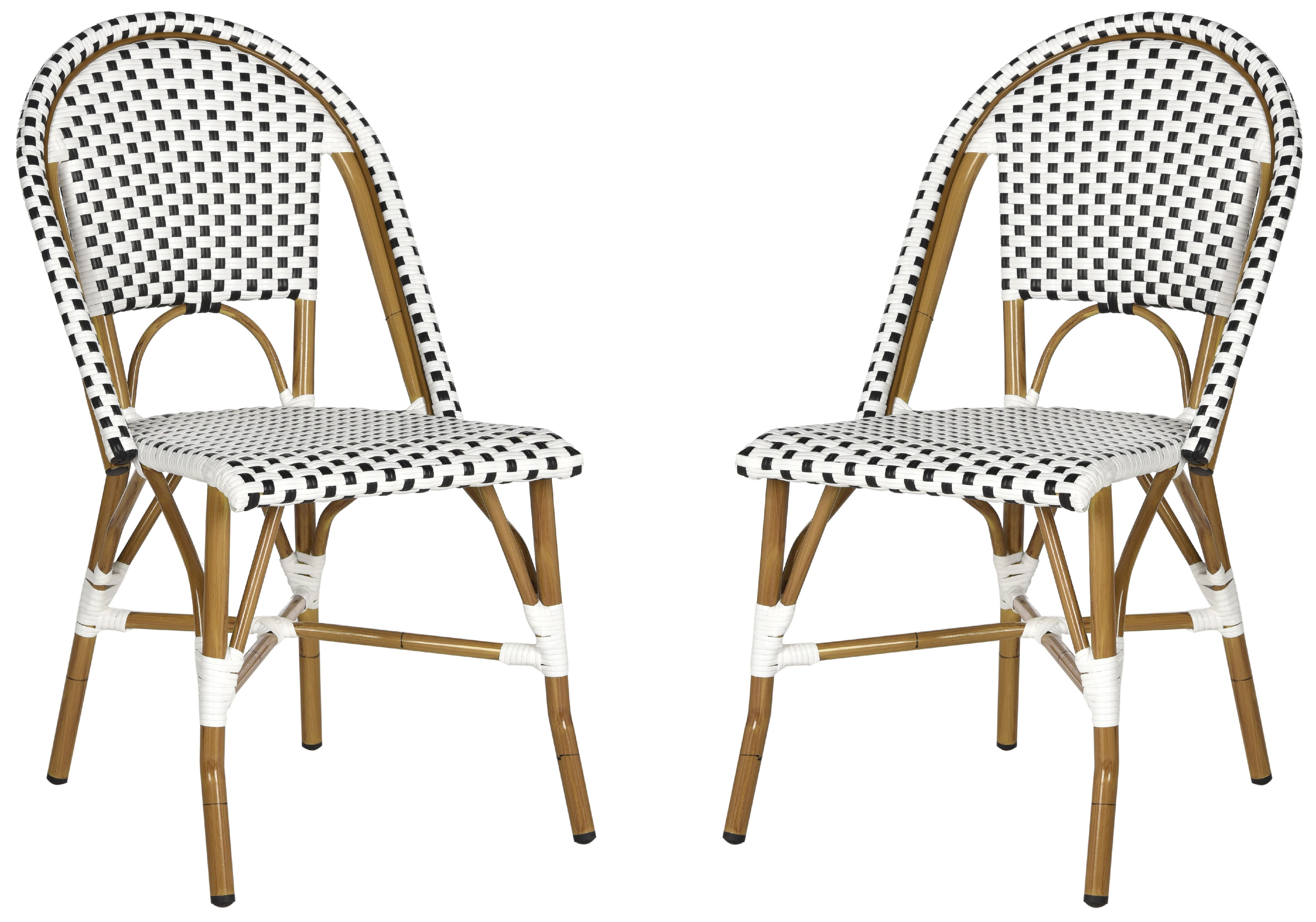 Safavieh Salcha Outdoor Bistro Side Chair, Set of 2 - Black/White