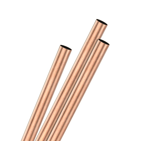 Uxcell 3-Pack Copper Round Tube, 7mm OD 0.2mm Thick 250mm Length Straight Pipe Tubing for Construction/Machining/DIY Crafting, Metal Straight Pipe