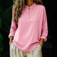 thumbnail image 2 of Pxxlle Plus Size Tops for Women Casual Spring Long Sleeve Shirt Loose Fit Button Up Shirts Solid Color Basic Tees Pink XL, 2 of 7