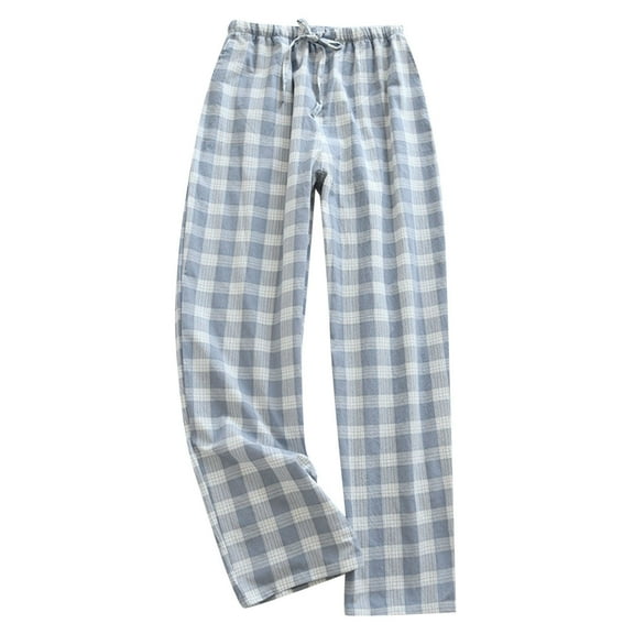 Men's Washable Pure Thin Japanese Plaid Home Pants - Loose and Plus Size for All Seasons