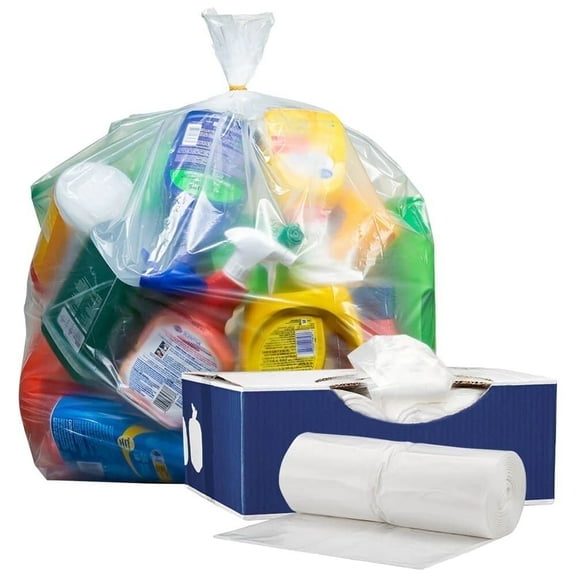 Plasticplace 33 Gallon Trash Bags │ 1.2 Mil │ Clear Heavy Duty Garbage Can Liners │ 33" x 39" (100 Count)