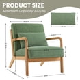 thumbnail image 3 of Accent Chair Set of 2 with Pillow Upholstered Mid-Century Chair Living Room Chair for Small Space Solid Wood Frame Reading Chair with Soft Thick Cushion Armchair for Bedroom Balcony Green, 3 of 7