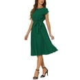 thumbnail image 4 of INSPIRE CHIC Women's Pleated Dress Crew Neck Sleeveless Tie Waist A-Line Dresses XL Green, 4 of 6