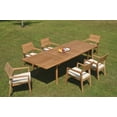 thumbnail image 4 of Grade-A Teak Dining Set: 6 Seater 7 Pc: 118" Double Extension Rectangle Table And 6 Vellore Stacking Arm Chairs Outdoor Patio WholesaleTeak #WMDSWVm, 4 of 5