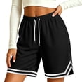 thumbnail image 7 of vdgthytj Athletic Shorts Women Summer Elastic Drawstring High Waist Wide Leg Baggy Breathable Running Basketball Shorts with Pockets, 7 of 7
