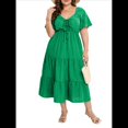 thumbnail image 2 of Vestido Bohemio de Talla Grande para Mujer, Verano 2025, Midi, , Corta, Escote Corazón, Cintura Elástica Verde 5XL, 2 of 9