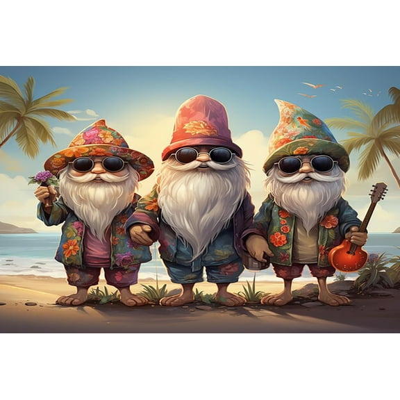 Wooden Jigsaw Puzzles for Adults 300 Piece Three Gnomes With Sunglasses And Hats On A Beach Challenging Family Leisure Toys Impossible Hard Difficult Game Artistic Diy Puzzles for School Supplies