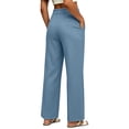 thumbnail image 5 of ZHYou No Boundarie Womens Dress Pants High Waist Single Button Pleated Wide Leg Office Work Trousers with Side Pockets,Gray,Size S, 5 of 7