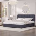 thumbnail image 4 of VECELO Upholstered Platform Bed Frame with 4 Storage Drawers, King Size Bed Frame with Adjustable Headboard, No Box Spring Needed, Black, 4 of 7