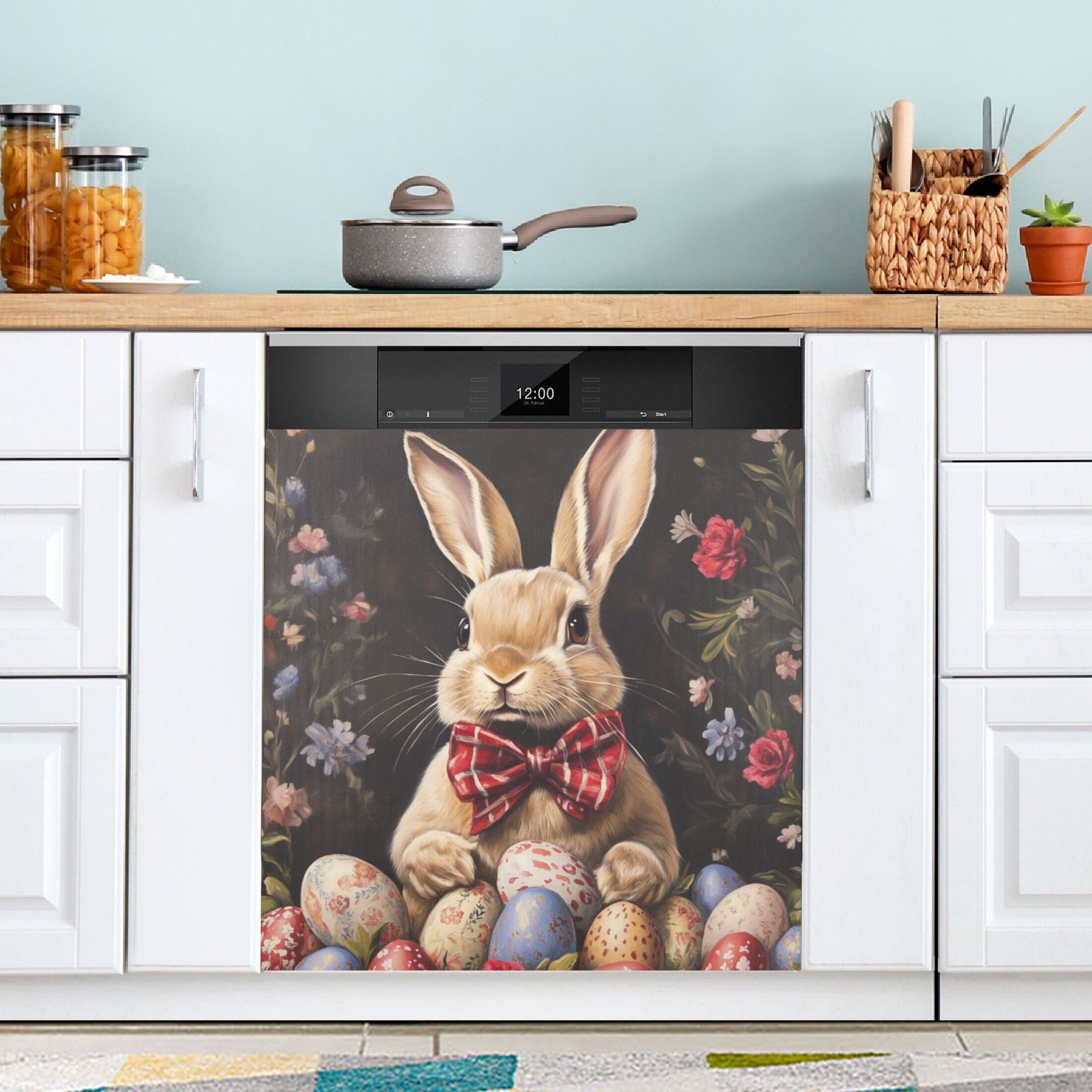Dishwasher Magnetic Sticker 23x26 Inch Refrigerator Magnetic Sticker Washing Machine Magnetic Sticker Kitchen Panel Magnetic Sticker Home Decor Easter Brown Rabbit