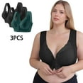 thumbnail image 2 of 3-Pack Plus Size Front Closure Wireless Bra - Soft & Comfort Fit No Slip Design with Lace Trim for Everyday Wear, 2 of 9