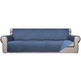 thumbnail image 1 of Housse de Sofa Matelassée Réversible 4 Places, Protège-Meubles Résistant à l'Eau, Housse de Canapé Lavable avec Mousse Antidérapante et Sangles Élastiques pour Enfants, Chiens, Animaux (XX Grand, Bleu Foncé/bleu Pâle), 1 of 7