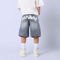 thumbnail image 4 of FYDUU Boys Baggy Jean Shorts Jorts Lightweight Boys Denim Shorts for Summer Loose Fit Wide Leg Denim Shorts Back To School Casual Wear Stylish Pants 13-14 Years, 4 of 7