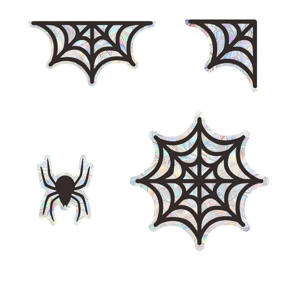 Halloween Spider Web Window Stickers – 4 Pack Self-Adhesive Removable PVC Glass Decals, Electrostatic Color Film for Haunted House, Party & Holiday Decorations